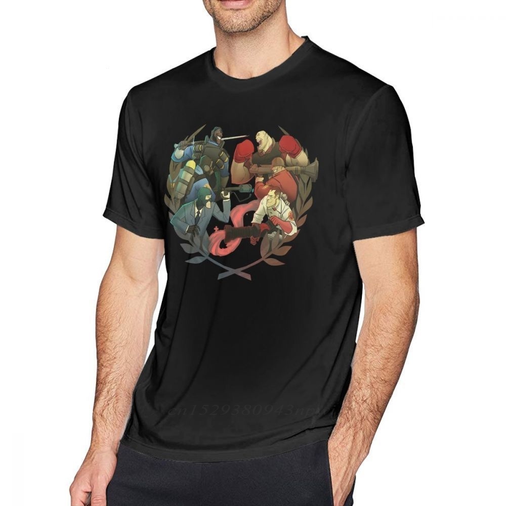 RNเสื้อยืดแขนสั้นลําลอง ผ้าฝ้าย พิมพ์ลายทีม Fortress 2 Team Fortress 2 สําหรับผู้ชาย