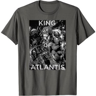 เสื้อยืดแขนสั้น ผ้าฝ้าย 100% พิมพ์ลาย Baju Kaos Aquaman King of Atlantis สีเทา แฟชั่นสําหรับผู้ชาย และผู้หญิง