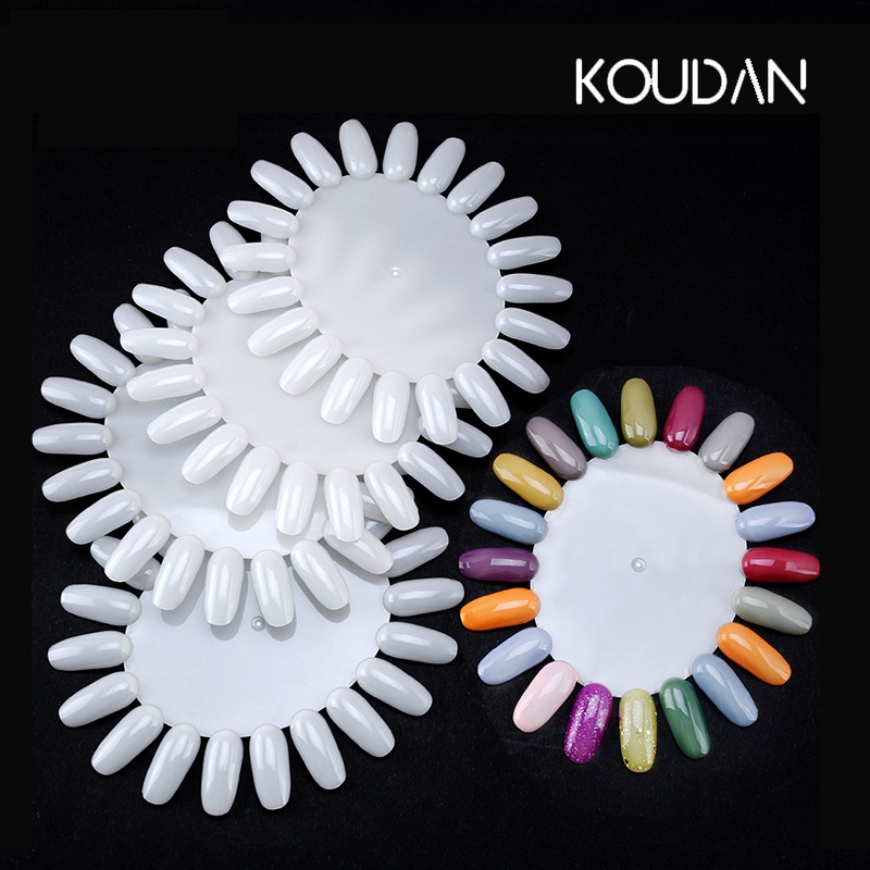 Koudan ถาดโชว์เล็บปลอมอะคริลิค UV ทรงวงรี ลายดอกไม้ สีขาวใส สําหรับฝึกทําเล็บ