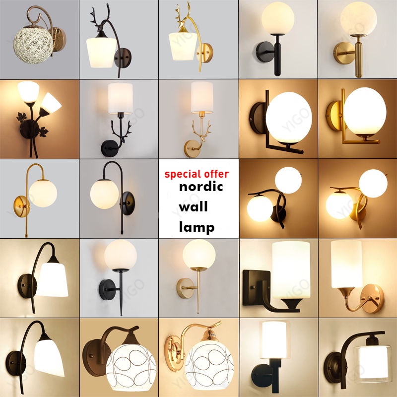 ข้อเสนอพิเศษโคมไฟติดผนังกระจก LED/ห้องนั่งเล่น ห้องรับประทานอาหาร ทางเดิน ไฟติดผนัง ไฟห้องนอน แต่ง โคมหัวเตียงโคมติด ผนังนอน แฟชั่น หลอด LED นอน
