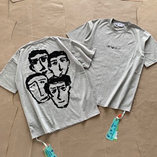 Off White hand-painted mens head short sleeve womens 23ss summer hot T-shirt mens couples same style