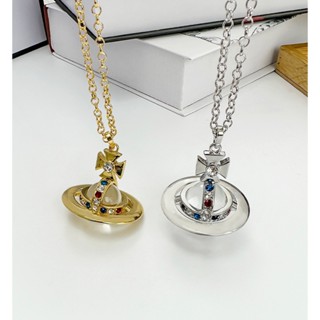 Vivienne WESTWOOD สร้อยคอโซ่ จี้ดาวเสาร์ ORB สามมิติ ขนาดใหญ่ สไตล์พังก์