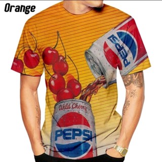 เสื้อยืดแขนสั้นลําลอง พิมพ์ลาย Pepsi 3 มิติ แฟชั่นฤดูร้อน สําหรับผู้ชาย