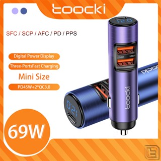 Toocki อะแดปเตอร์ชาร์จเร็ว 69W 3 พอร์ต QC 4.0 3.0 PD PPS Type C USB พร้อมจอแสดงผลดิจิทัล สําหรับ Huawei Samsung