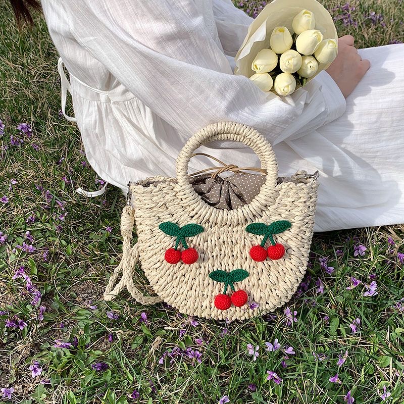 【พร้อมส่ง】กระเป๋าสาน กระเป๋าผู้หญิง สไตล์ Summer รูปทรงดีไซน์สวยงาม   รุ่น D-1363