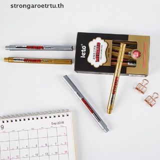 Strongaroetrtu ปากกามาร์กเกอร์ สีเมทัลลิก สีทอง สีเงิน สําหรับสมุดภาพ เครื่องเขียน อัลบั้ม Diy