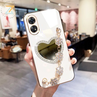 เคส Realme C55 Realme C35 Realme C11 2021 Realme C20 C15 C12 C25 C25S Realme C3 C21Y C25Y Narzo 50A Prime F11 Pro สร้อยข้อมือพลัมหัวใจกระจกสุดหรูชุบเคสโทรศัพท์ซิลิโคน