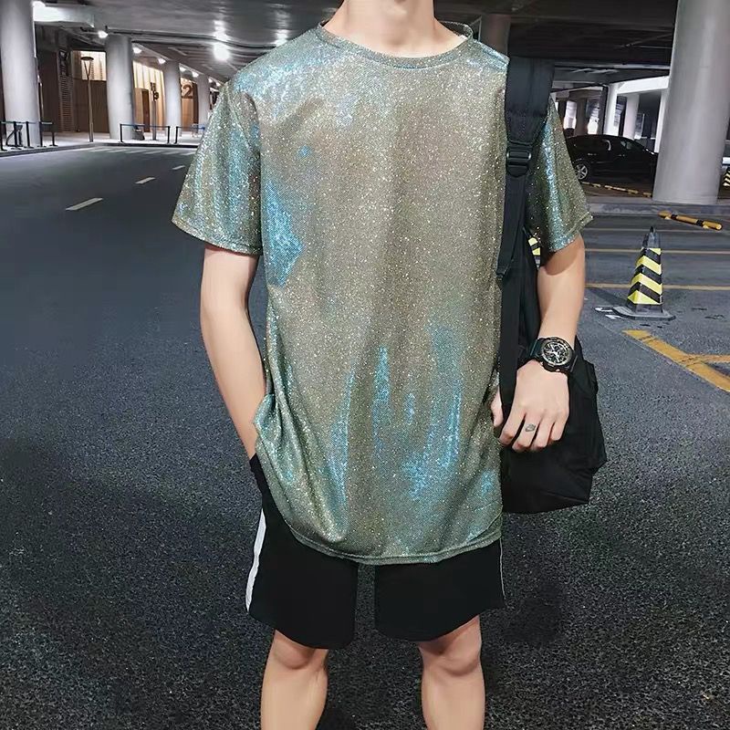 เสื้อยืดคอกลม แขนสั้น ทรงหลวม สไตล์ฮ่องกง แฟชั่นฤดูร้อน สําหรับผู้ชาย