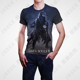 เสื้อยืดแขนสั้นลําลอง พิมพ์ลายการ์ตูนอนิเมะ Dark Souls 3 มิติ สไตล์สตรีท สําหรับผู้ชาย และผู้หญิง