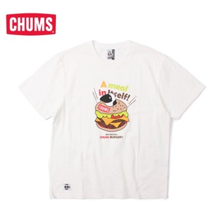 Chums/chacha Bird เสื้อยืดแขนสั้น พิมพ์ลายแฮมเบอร์เกอร์ สไตล์ญี่ปุ่น สําหรับผู้ชาย และผู้หญิง