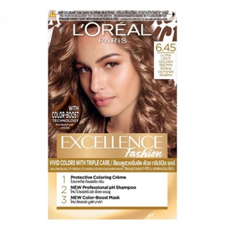 LOreal ลอรีอัล ปารีส เอ็กซ์เซลเลนซ์ แฟชั่น อัลตร้า ไลท์ เบอร์ 6.45 สีน้ำตาลประกายทองอ่อนพิเศษ 10g