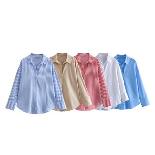 เสื้อเชิ้ตลําลอง พิมพ์ลาย ทรงหลวม แฟชั่น 9327