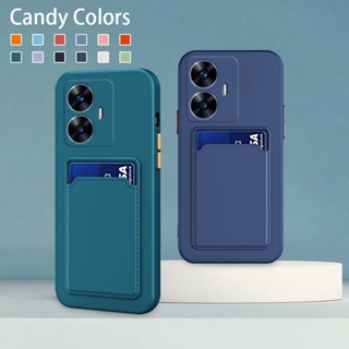 เคสโทรศัพท์ซิลิโคน TPU แบบนิ่ม สีพื้น กันกระแทก มีช่องใส่บัตร สําหรับ Realme C55 4G RealmeC55 2023