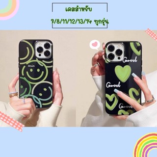 เคสโทรศัพท์สกรีนลายยิ้มสีเขียว แบบนิ่ม TPU สำหรับรุ่น14 13 12 Pro Max 11 8plus 7plus 6 XR X SE 11Pro Max#136