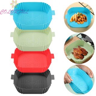 【COLORFUL】Silicone Air Fryer Liner Reusable Oven Microwave Baking BBQ Fryer Pan Container