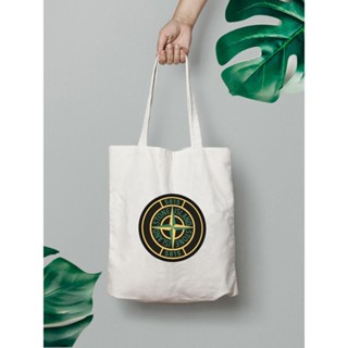 STONE ISLAND Apikae กระเป๋าผ้าแคนวาส ทรงโท้ท มีซิป สําหรับผู้ชาย และผู้หญิง VXAD