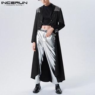 Incerun ชุดสูทสั้น เอวเข้ารูป ขนาดใหญ่ แวววาว