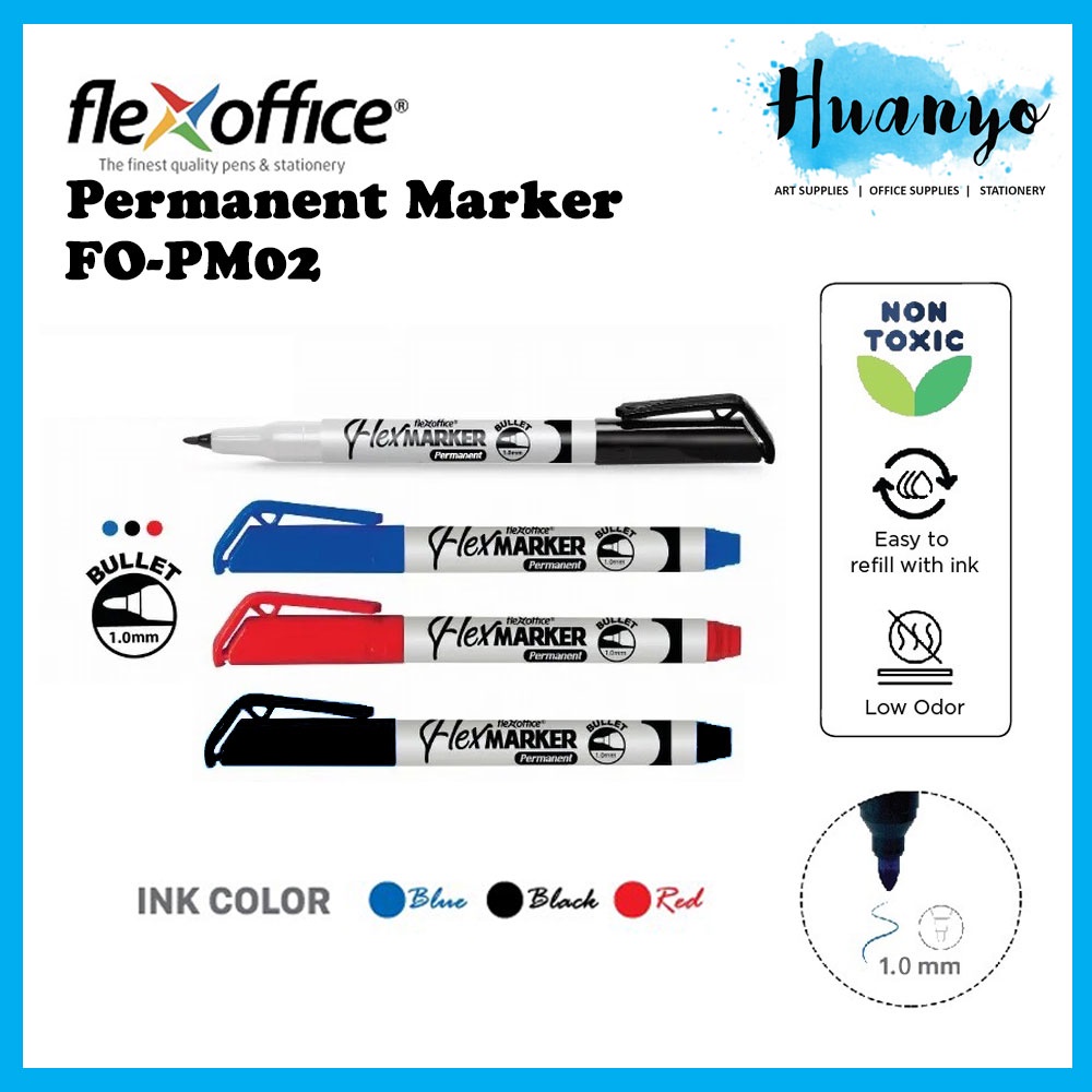 [HUANYO] FlexOffice FlexMarker NERO Slim ปากกามาร์กเกอร์ถาวร 1.0MM ต่อชิ้น (ดํา/น้ําเงิน/แดง) FO-PM02