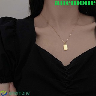 Anemone สร้อยคอโซ่ โลหะผสม ทรงเรขาคณิต ทรงสี่เหลี่ยม หลากสี เครื่องประดับแฟชั่น สไตล์เกาหลี สําหรับผู้หญิง