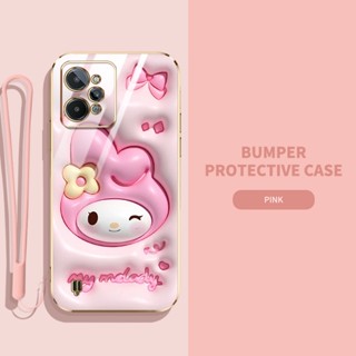 เคสโทรศัพท์มือถือ ซิลิโคนนิ่ม TPU ลายการ์ตูนกระต่าย ไดโนเสาร์ 3D พร้อมสายคล้อง สําหรับ OPPO Realme C31 4G