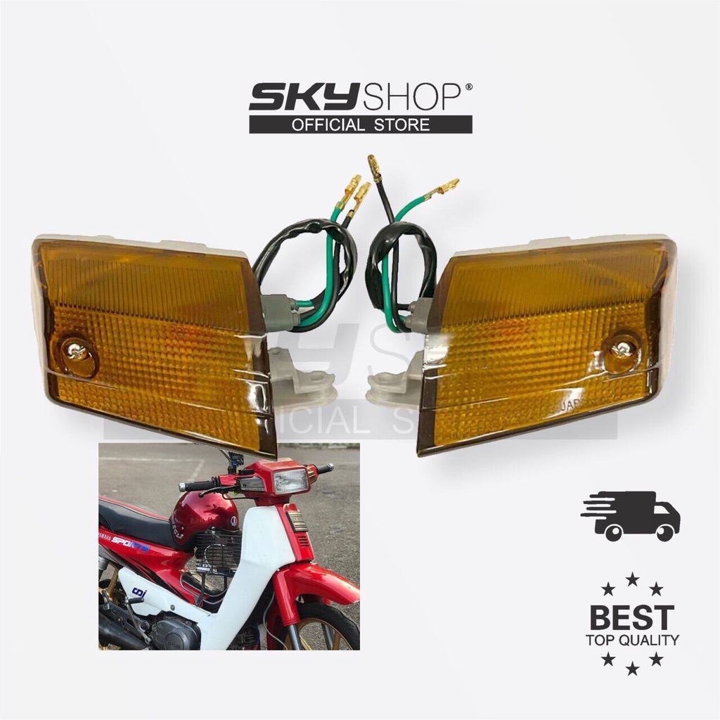 YAMAHA Y100 SPORT FRONT SIGNAL R/L (SKYSHOP) BLACK SIGNAL DEPAN FR SIGNAL ASSY KIRI KANAN SIGNAL BUL