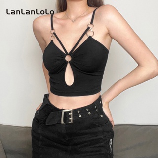 Lanlanlolo เสื้อสายเดี่ยวลําลอง สีพื้น สุดเซ็กซี่ แฟชั่นสําหรับสตรี 2023