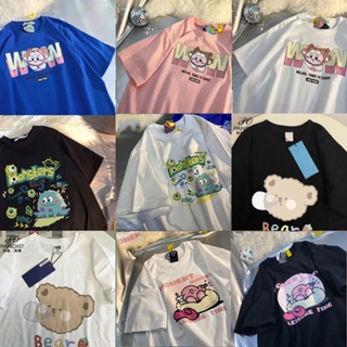 Cute Cartoon Printed Loose Short-sleeved T-shirt Men and Women  Summer Couple Tops