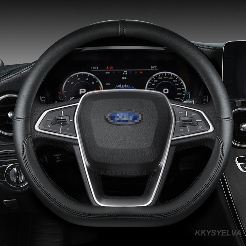 ปลอกหุ้มพวงมาลัยรถยนต์ รูปตัว D อุปกรณ์เสริม สําหรับ Ford Focus ST-Line Fiesta ST-Line 2018-2019 Focus ST 2019-2020 Fiesta ST