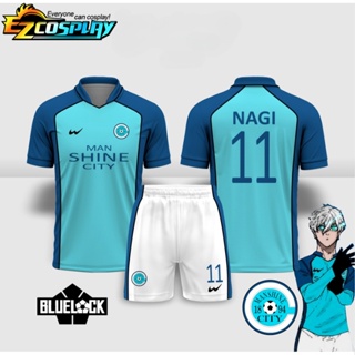 เสื้อกีฬาแขนสั้น ลายทีมฟุตบอล Baju Kaos Jersey Nagi Seishiro Man Shine City สําหรับผู้ชาย และผู้หญิง