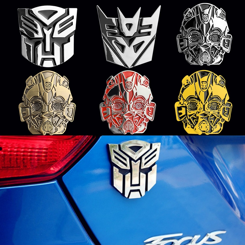 สติกเกอร์สังกะสีอัลลอย รูปตราสัญลักษณ์ Transformer 3 มิติ สําหรับตกแต่งรถยนต์