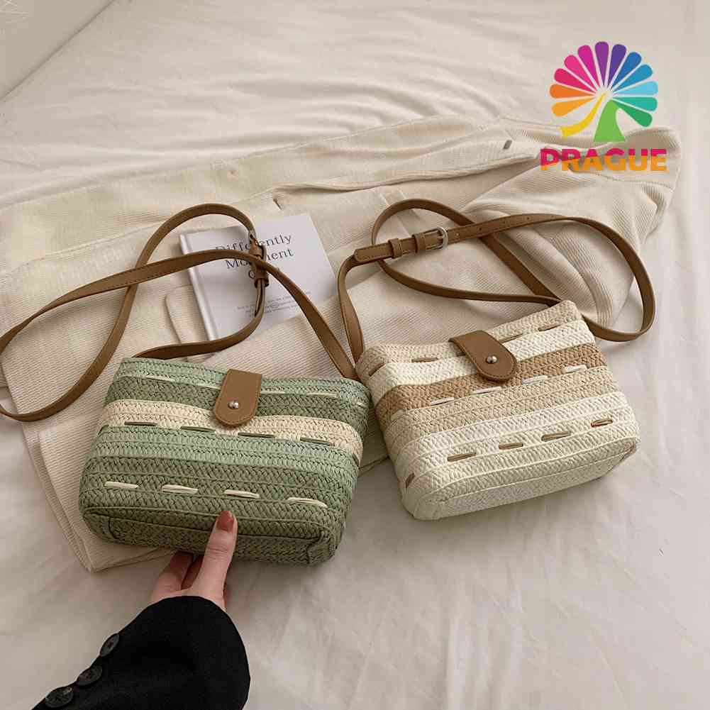 (พร้อมส่ง) กระเป๋าถือ กระเป๋าสะพายไหล่ สะพายข้าง เชือกถัก ไล่โทนสี เหมาะกับชายหาด ฤดูร้อน