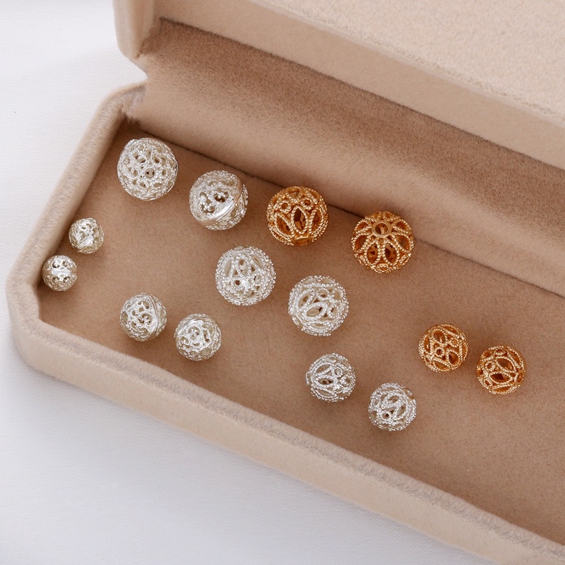 Spacer ลูกปัด diy Hollow Ball สีการเก็บรักษาเงิน Hollow ลูกปัดไฮเดรนเยีย Handmade
