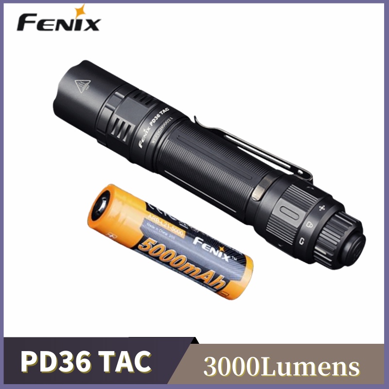 Fenix PD36 TAC ไฟฉายยุทธวิธี 3000Lumens Type-c ไฟชาร์จได้ พร้อมแบตเตอรี่ 5000mAh