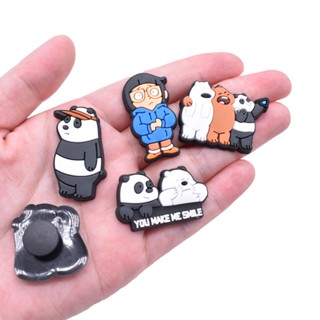 การ์ตูนแพนด้า Jibits สําหรับ Croc Grizzly Bear Jibitz Charm Pin We Bare Bears Shoe Charms Anime Jibbits Crocks สําหรับเด็ก อุปกรณ์เสริมตกแต่งรองเท้า