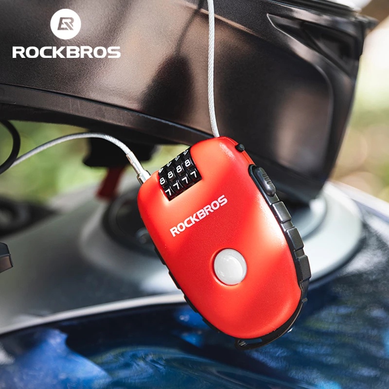 Rockbros ตัวล็อคหมวกกันน็อค รหัสขนาดเล็ก กันขโมย แบบพกพา สายเคเบิลกล้องส่องทางไกล อุปกรณ์จักรยาน