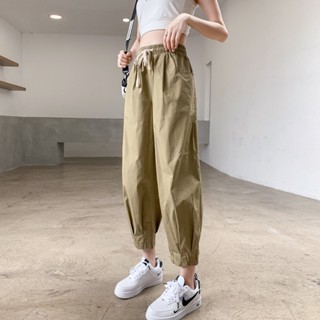 มาแรง | ชุดเอี๊ยมกางเกงลําลอง ทรงหลวม ขนาดเล็ก สีเขียว สําหรับผู้หญิง