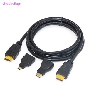 Vhdd 3 in 1 อะแดปเตอร์สายเคเบิล HDMI ชุบทอง ความเร็วสูง 1.5 ม. 4.9 ฟุต