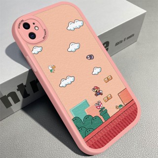 เคสไอโฟน iPhone 11 12 Pro Max 12 Mini เคสโทรศัพท์มือถือ หนัง PU ซิลิโคนนิ่ม แบบบาง ลายการ์ตูนมาริโอ้