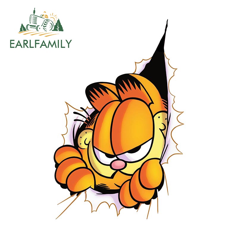Earlfamily 13 ซม.Garfield Tear การ ์ ตูนรถสติกเกอร ์ กันน ้ ํา Aquaflask รถจักรยานยนต ์ แล ็ ปท ็ อป Windows Decal เหมาะสําหรับแบนและเรียบทําความสะอาดพื ้ นผิว