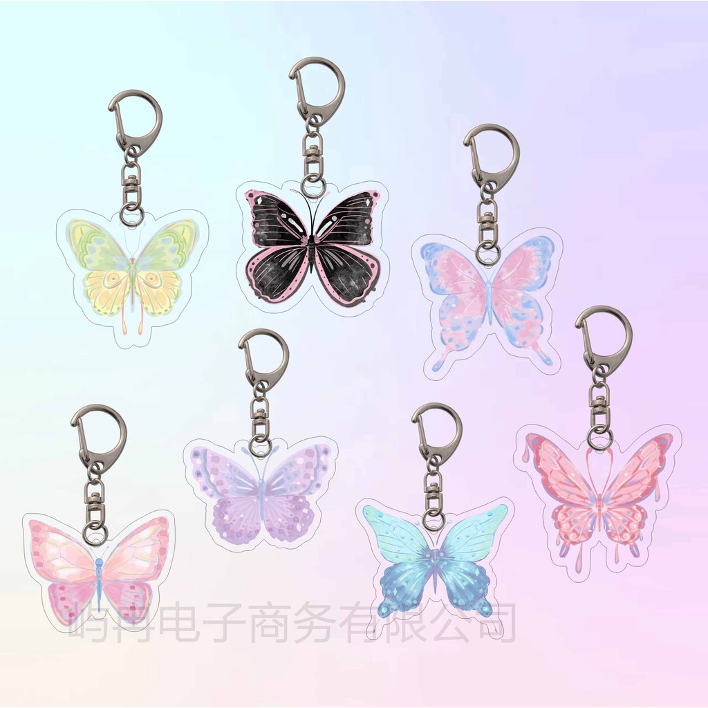 15 บาท พวงกุญแจอะคริลิกผีเสื้อสี จี้กระเป๋านักเรียน y2k เครื่องประดับน่ารักของผู้หญิง Mobile & Gadgets