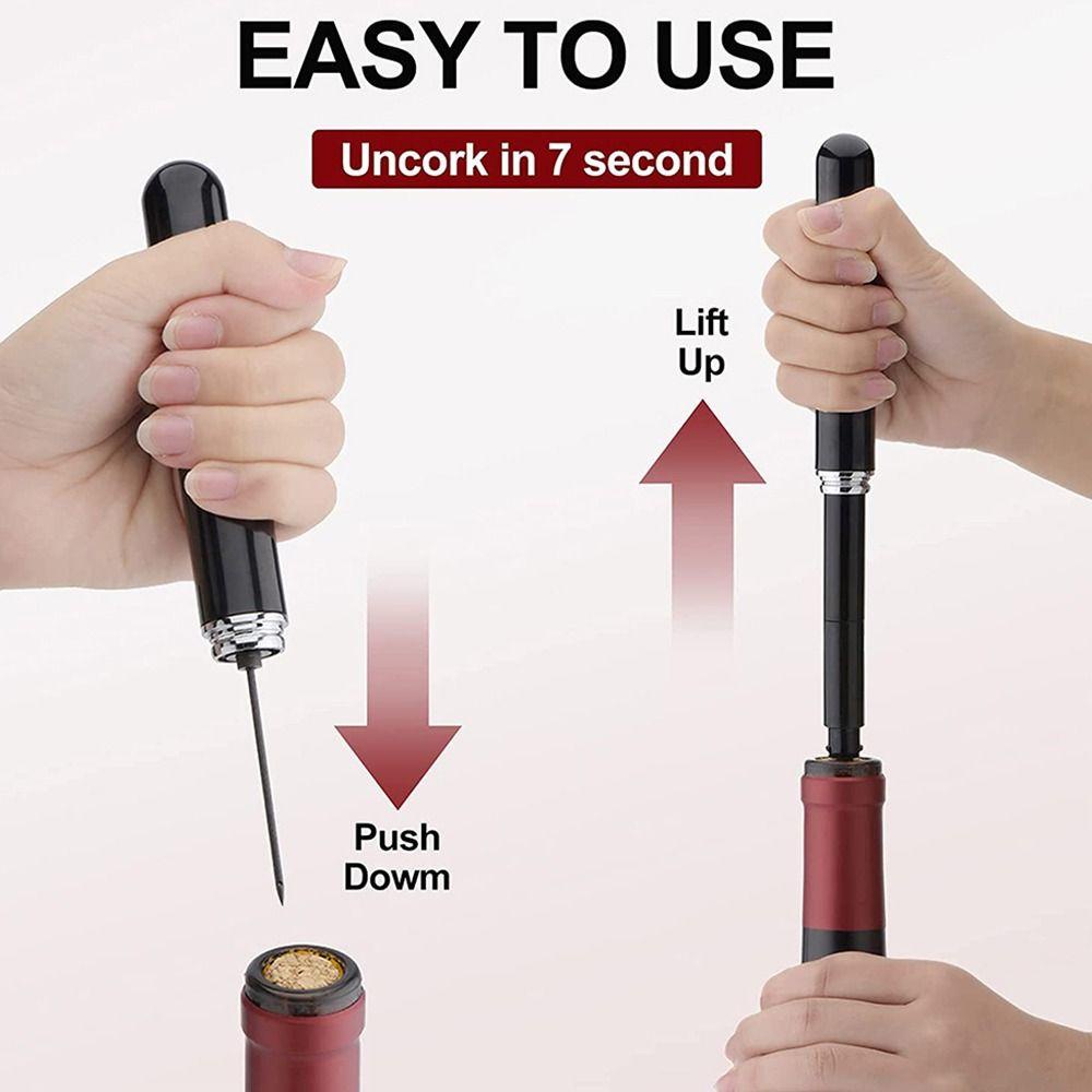 Summerr ไวน์ Corkscrew เครื่องมือห้องครัวอัพเกรด Air ความดันปั๊มตัดฟอยล์สแตนเลสสตีล Pin Finger Ring Openers กระเป๋าที่เปิดขวด - รูปที่ 5