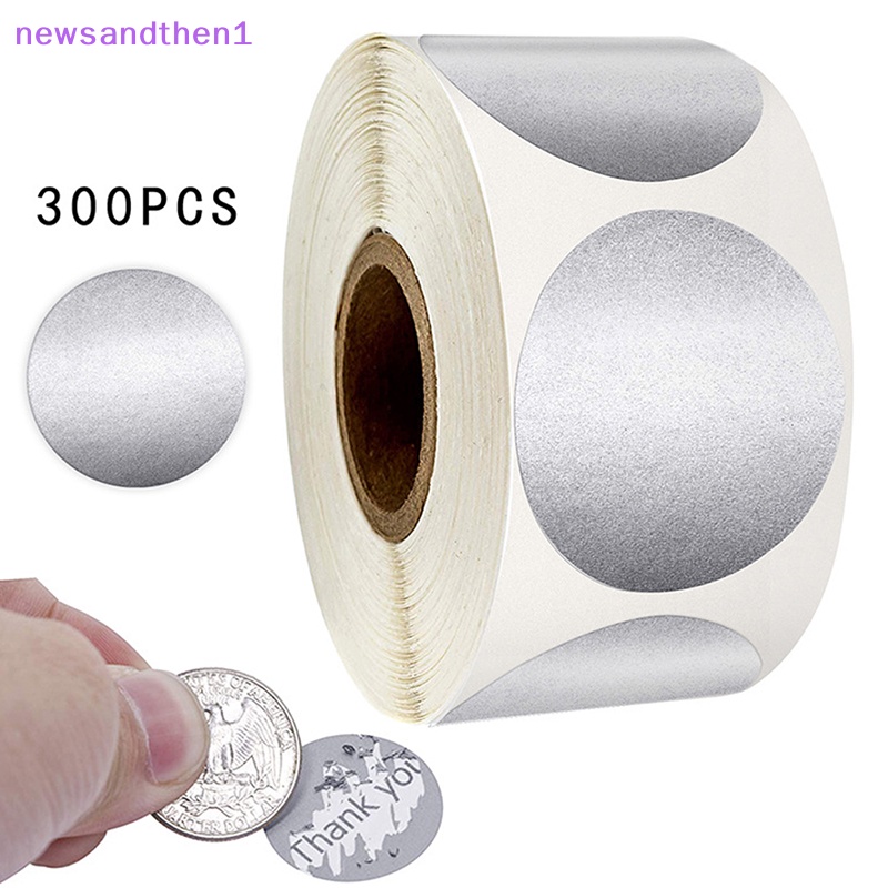 Newsandthen1 300 ชิ้น 2.5 ซม. รอบ สีเงิน รอยขีดข่วน สติกเกอร์ฉลาก ตั๋ว โปรโมชั่น เกม ดี