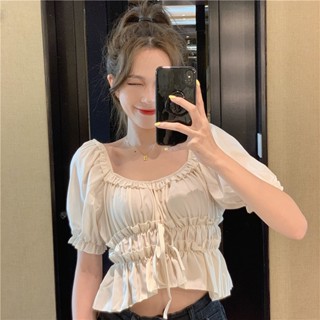 Suxi เสื้อเชิ้ตแขนสั้น สีพื้น เข้ารูป แฟชั่นฤดูร้อน สําหรับผู้หญิง