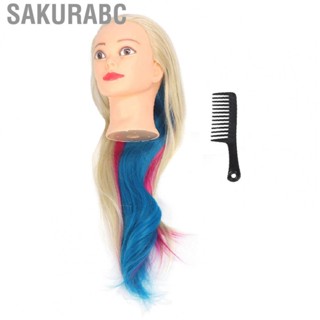 Sakurabc Hair Styling Head  Colorful Hairs Hair Mannequin Chemical Fiber Training Tool Wide Utility  for Salon