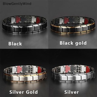 Blowgentlywind กําไลข้อมือแม่เหล็ก ไทเทเนียมเหล็ก บําบัด ลดน้ําหนัก สําหรับผู้ชาย BGW