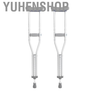 Yuhenshop 82cm Aluminum Alloy Push Button Adjustable Crutches with Pads Adult Walking Crutch