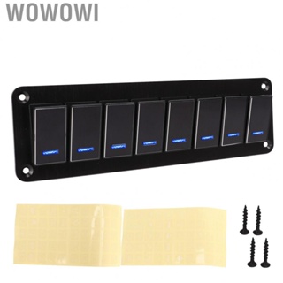 Wowowi 8 Gang Rocker Switch Panel 12‑24V Aluminum Alloy 3 Pin Blue  Toggle On Off Light Control forCar RV Motorcycle Bus Trailer UTV