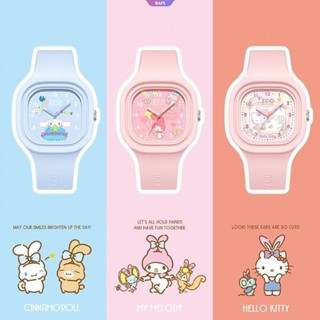 SANRIO นาฬิกาข้อมือ สายซิลิโคนเจลลี่ กันน้ํา ลายการ์ตูนอนิเมะ Hello Kitty Cinnamoroll My Melody Kuromi Pochacco Kawaii เหมาะกับของขวัญวันเกิด สําหรับเด็กผู้หญิง [RAIN]