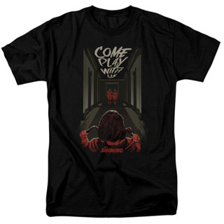 เวรเอ้ย  เสื้อยืดวินเทจขายดี เสื้อยืดลําลอง แขนสั้น พิมพ์ลาย The Shining Come Play With Us Licensed Horror Movie สีดํา ส