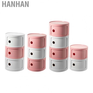 Hanhan Bedside Table  Modern Round Bedside Storage Cabinet Color Matching with Sliding Doors for Bedroom